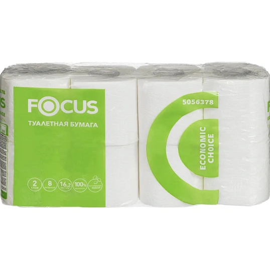 Бумага туалетная Focus Economic Choice 2слбел 100%цел 16,2м 8рул/уп 5056378