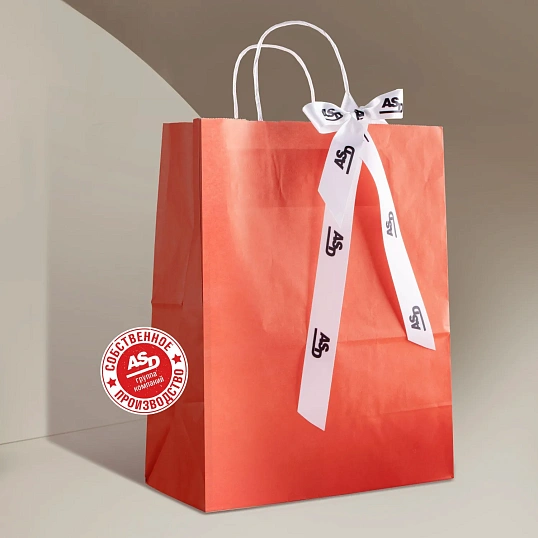 Пакет бумажный 260х150х340 мм, 70 гр/м2,с круч. ручками,красный,200 шт/уп