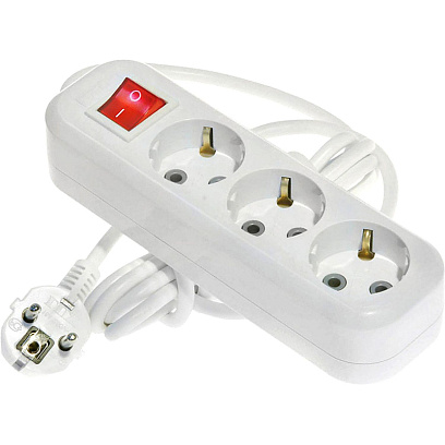 Удлинитель LUX У3-ЕВК-03 3 входа 3м с зазем. выключат., 250В, 16А