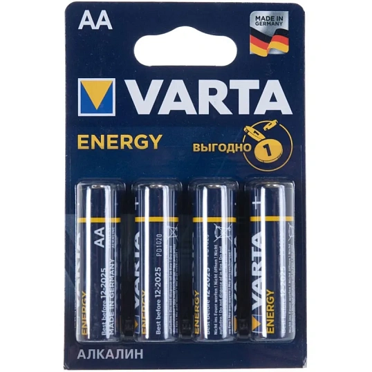 Батарейка Varta ENERGY LR6 AA 4шт/бл Alkaline 1.5V (4106) (4106213414)