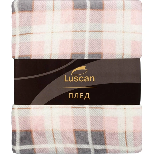 Плед микрофибра Luscan, клетка розовая 150x200