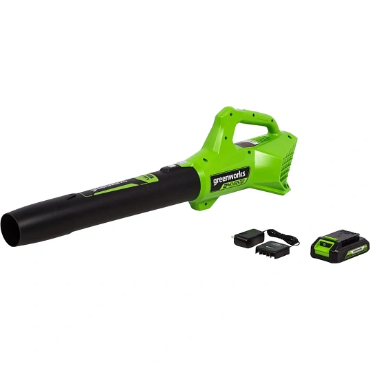Воздуходув аккумуляторный Greenworks G24AB 24V, АКБ 2Ач и ЗУ (2404807UA)