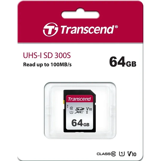 Карта памяти Transcend 300S SDXC 64Gb UHS-I Cl10, TS64GSDC300S