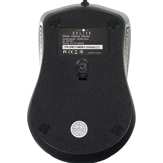Мышь компьютерная Oklick 225M черный оптическая (1200dpi) USB (2but)