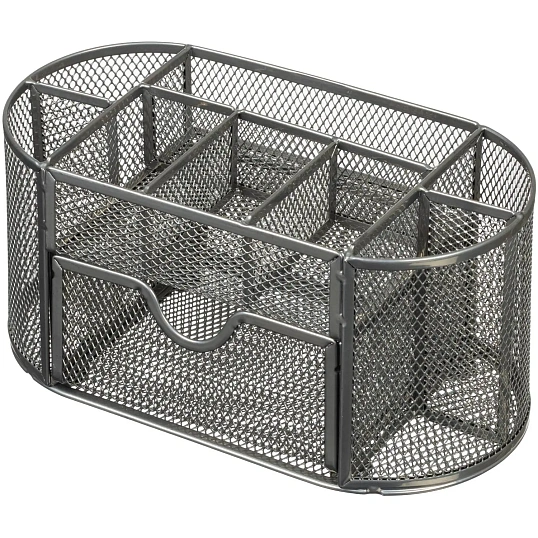 Подставка-органайзер д/канц.мелочей Комус 9от мет сетка 220х110х105мм сереб