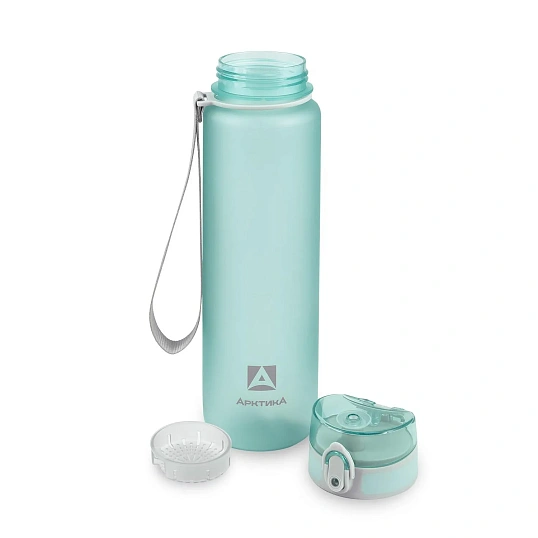 Бутылка для воды тритановая 1000 мл,голубая матовая,с ситечком,720-1000-CNM