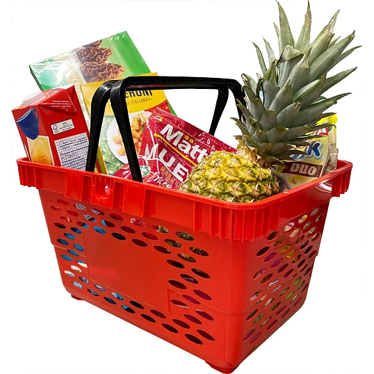 Корзина покупательская EVR_CLASSIC плас.с 2 плас.руч.,20л цв.красный 5шт/уп