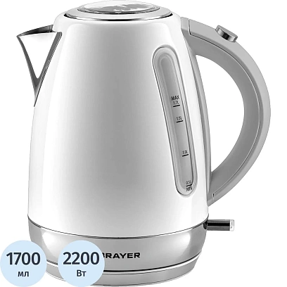 Чайник BRAYER 6110BR  2200Вт.1,7 л,электрич, сталь окраш, автоотключ