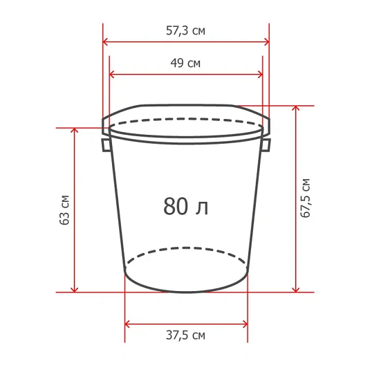 Бак для отходов 80л пластик, зеленый для пищ./непищ. прод .(до -30)