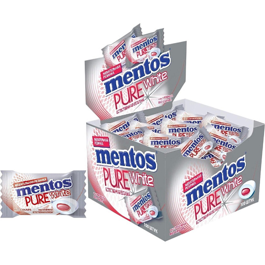 Жевательная резинка Mentos Mentos Pure White Клубника, 100 шт/уп