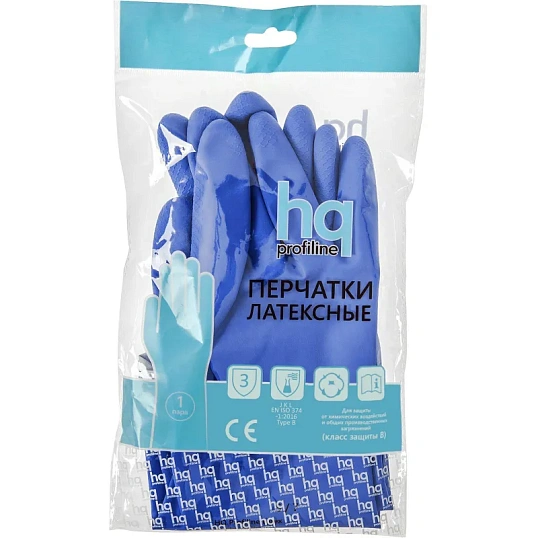 Перчатки латексные HQ Profiline арт.74736 синие р.XL, ПС