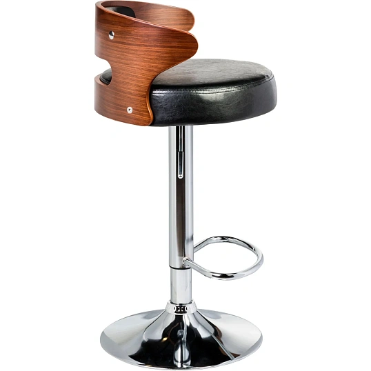 Стул барный LO_DOBRIN FRED LMZ-1018-N черный/коричневое дерево,хром 2шт/уп