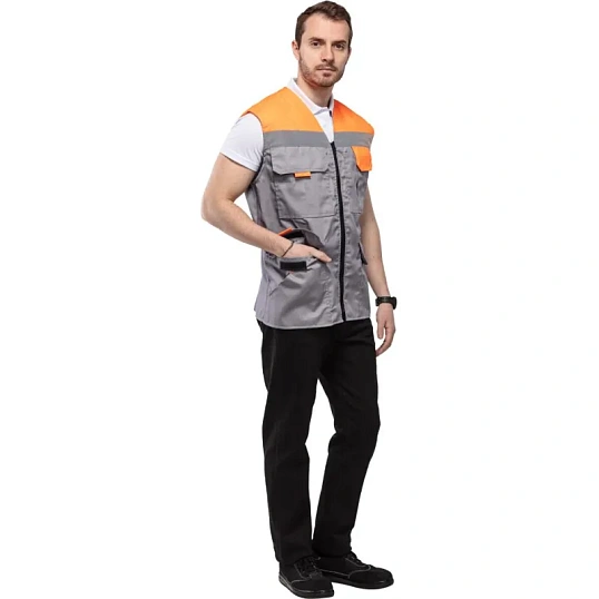 Жилет л30-ЖЛ серый/оранжевый(р.48-50) р.170-176