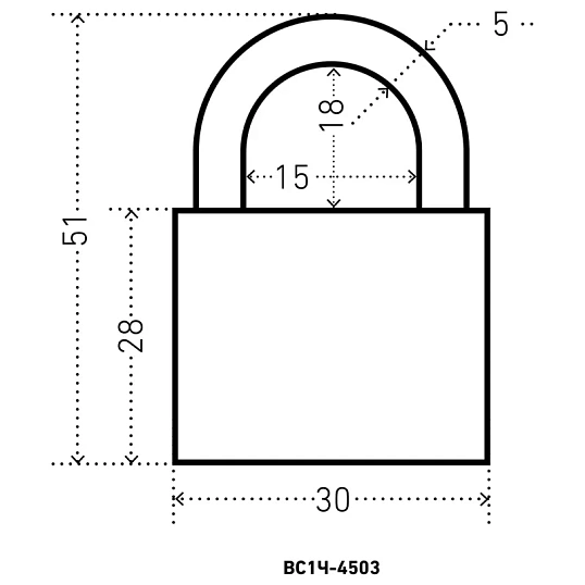 Замок навесной УЗК Аллюр ВС1Ч-4503 (30xd=5) чугун черный (5кл)