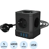 Сетевой фильтр AGNI  5р/3м,3USB 1TYPE-C,черный(TP-VE4U5E-C-3m-black)