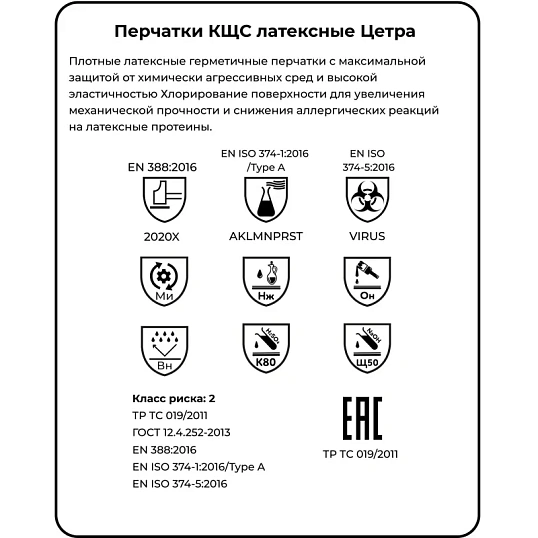 Перчатки защитные латекс Manipula ЦЕТРА (L-F-04/СG-947) р.7-7,5 (S)