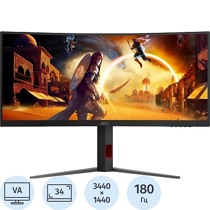 Монитор AOC CU34G4 34 UWQHD/1500R/21:9/VA/180Гц/300cd/HDMI/DP/HAS/черн