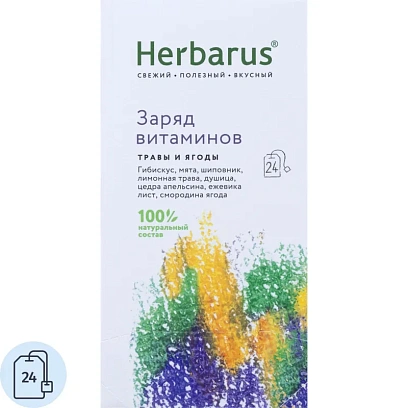 Чайный напиток напиток Herbarus, Заряд витаминов, 24пак
