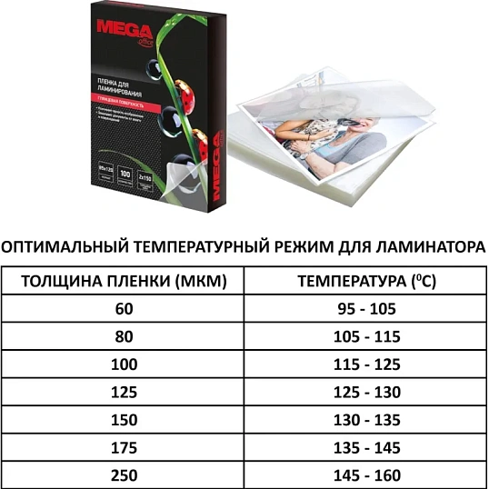 Пленка для ламинирования Promega office А4, 60мкм 50шт/уп