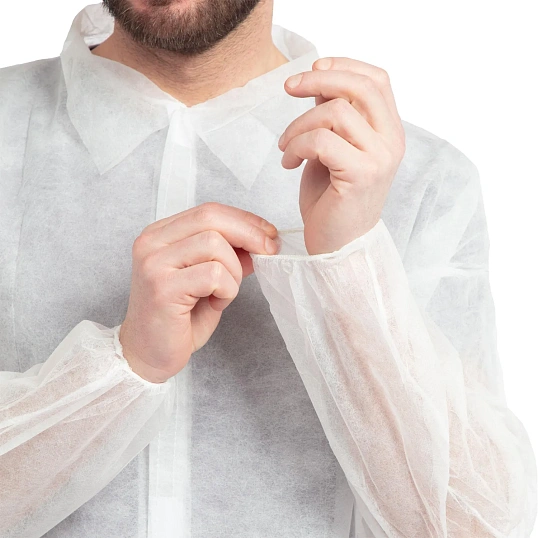 Халат на липучках 20гр/м2 р.XXXL, белый (10шт/упак),арт.406-878-004,к