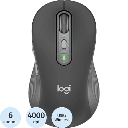 Мышь компьютерная Logitech M750 L графит.4000dpi BT/R USB 5b(910-006266)