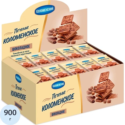 Печенье сахарное Коломенское шоколадное ш/б 30гx30шт/уп