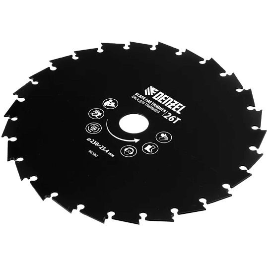 Диск для триммера c долотообразной формой зуба Denzel 230х25,4,26зуб,96380