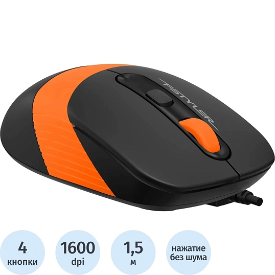 Мышь компьютерная A4Tech Fstyler FM10S черный/оранж (1600dpi) USB (4but)