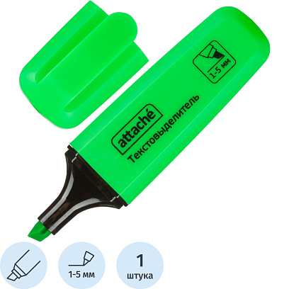 Маркер текстовыделитель Attache Palette 1-5мм зеленый HL6010