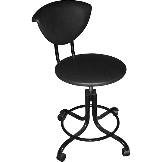 Стул ZM_ лабораторный  винтовое М101-05 черный, и/к черная на роликах