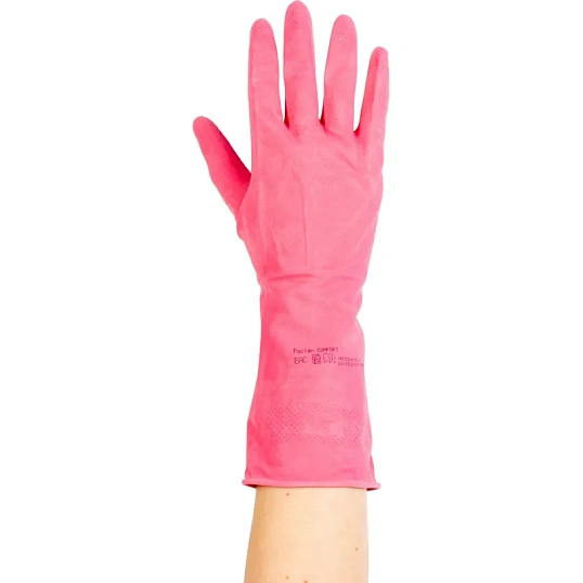 Перчатки резиновые Paclan Practi Comfort розовые 4076414 р.S