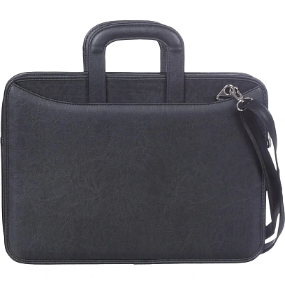 Портфель для документов кож/зам Карьера 360х310х120 мм  мод.162, черный