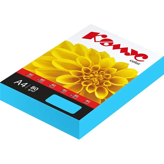 Бумага цветная Комус Color (голубой интенсив), 80г, А4, 500 л.
