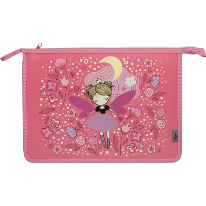 Папка для тетрадей Фея А4 на молнии,пластик,ПТ-813