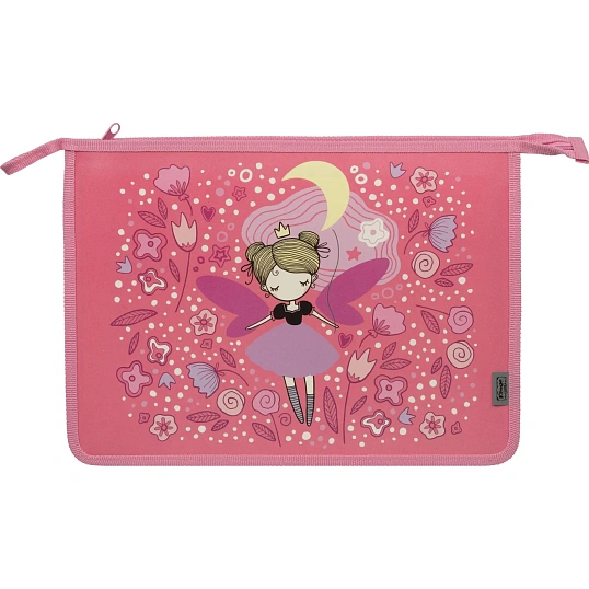 Папка для тетрадей Фея А4 на молнии,пластик,ПТ-813