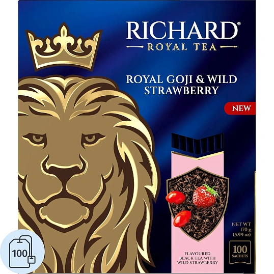 Чай Richard Royal Goji & Wild Strawberry, черный, 100сашетx1,7г