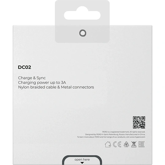Кабель PERO DC02 USB-A to USB-C, 3A, 1.2m, Gray
