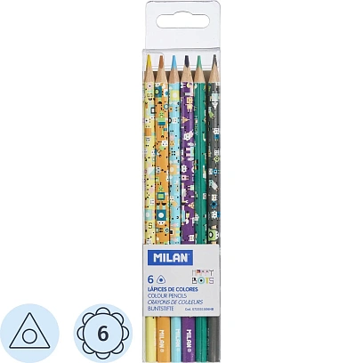 Карандаши цветные Milan Happy Bots, 6 цв., 072331506HB