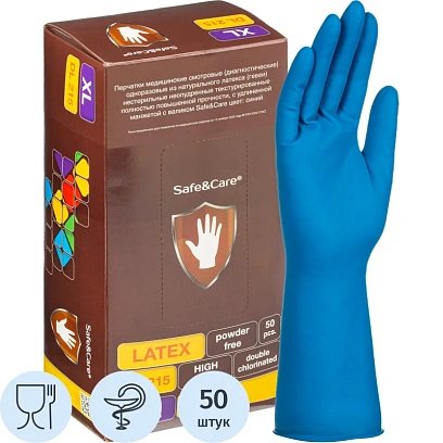 Перчатки мед.смотров. латекс.,н/с,н/о, S&C High Risk DL215 (XL) 25пар/уп,ПС