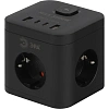 Удлинитель ЭРА CUBE-3es-1,5m-4USB-B 16А черный (Б0069074)