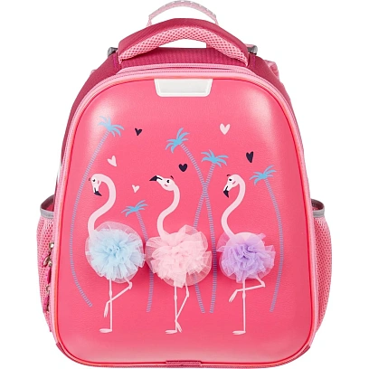 Ранец Basic Flamingo,2 отд., эргоном. спинка, экокожа, светящ.кант