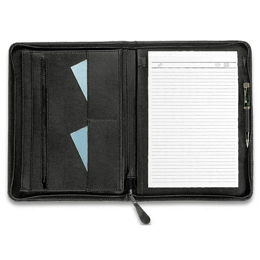 Папка деловая из кож/зам ЛИДЕР 123и  VIP-серия , на молнии, черн.,  Россия