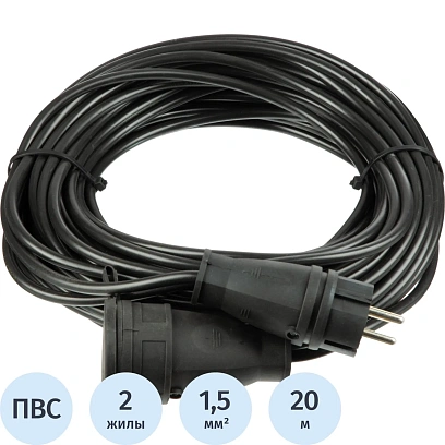 Удлинитель Topfort бублик ПВС 2х1,5 кв.мм 20м 6А 1 гнездо (б/з),с/заг, IP44