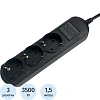 Удлинитель Power Cube 3р/1,5м без выкл 16А черн (PC-6B-1,5M)