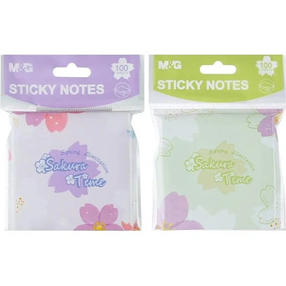 Стикеры с клеевым краем M&G Sakura time, 76х76 мм, 100 л, в ассорт