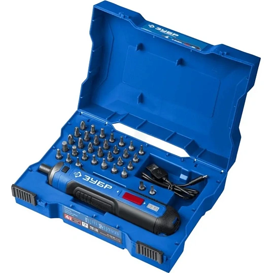 Отвертка аккумуляторная ЗУБР 4 Vmax с 33 битами (PSD-4S)