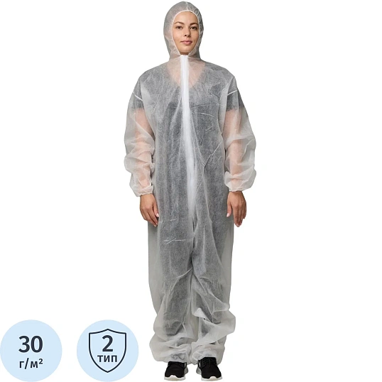 Комбинезон одноразовый Каспер Комус белый 30 г/кв.м (р.3XL), 10шт/уп