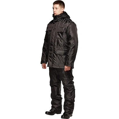 Костюм зимний Охранника с п/к черный (р.60-62) 182-188