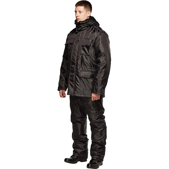 Костюм зимний Охранника с п/к черный (р.60-62) 182-188