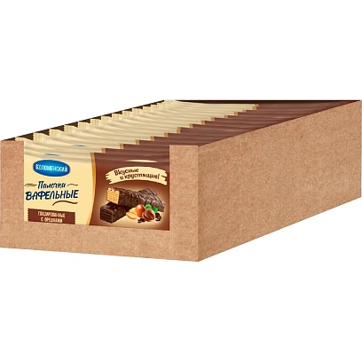 Вафли Коломенские глазированные с орешками 140г 18шт/уп